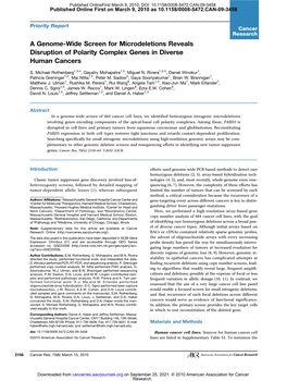 A Genome-Wide Screen for Microdeletions Reveals Disruption of Polarity Complex Genes in Diverse Human Cancers