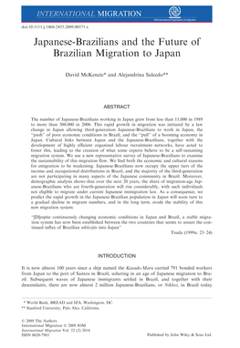 Japanesebrazilians and the Future of Brazilian Migration to Japan