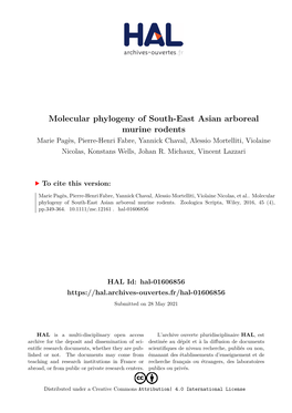 Molecular Phylogeny of South-East Asian Arboreal Murine Rodents
