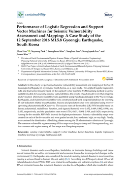 Performance of Logistic Regression and Support Vector Machines for Seismic Vulnerability Assessment and Mapping: a Case Study of the 12 September 2016 ML5. 8 Gyeongju