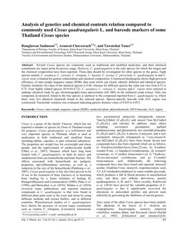 Analysis of Genetics and Chemical Contents Relation Compared to Commonly Used Cissus Quadrangularis L