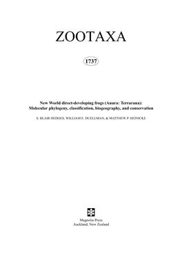 Zootaxa, New World Direct-Developing Frogs (Anura