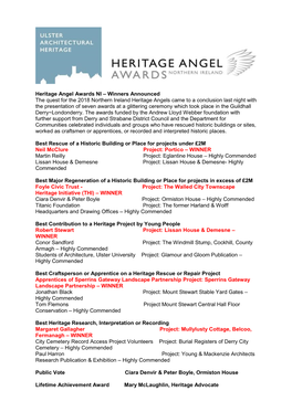 Heritage Angel Awards NI