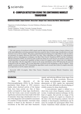 Complex Detection Using the Continuous Wavelet Transform