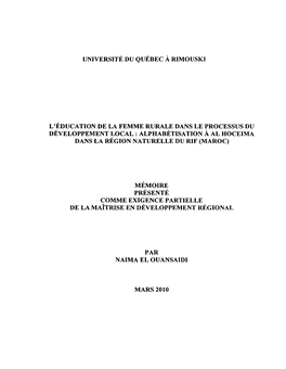 Alphabétisation À Al Hoceima Dans La Région Naturelle Du Rif (Maroc)