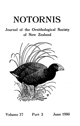 NOTORNIS Urnal of the Ornithological Society of New Zealand