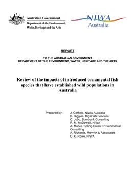 Review of the Impacts of Introduced Ornamental Fish Species That Have Established Wild Populations in Australia