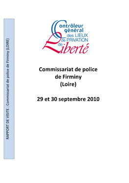 Rapport De Visite Du Commissariat De Police De Firminy (Loire)