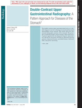 Double-Contrast Upper Gastrointestinal Radiography: A