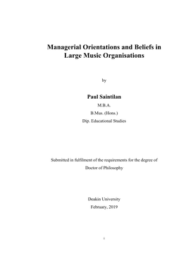 Managerial Orientations and Beliefs in Large Music Organisations
