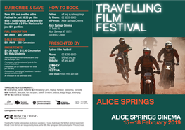 Alice Springs Cinema Festival with a 5-Film Flexipass for Just $11 Per Film