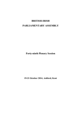 BRITISH-IRISH PARLIAMENTARY ASSEMBLY Forty-Ninth Plenary