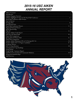 2015-16 USC AIKEN ANNUAL REPORT Table of Contents