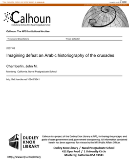 Imagining Defeat an Arabic Historiography of the Crusades