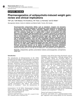 Pharmacogenetics of Antipsychotic-Induced Weight Gain