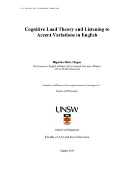 Cognitive Load Theory and Listening to Accent Variations in English