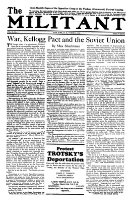 War, Kellogg Pact and the Soviet Union Foreign Policy of a Revolutionary Workers’ » State That Is Surrounded by Imperialist Powers by Max Shachtman Separable