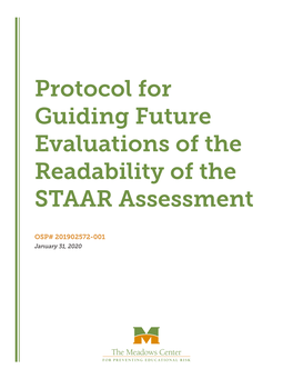 Protocol for Guiding Future Evaluations of the Readability of the STAAR Assessment