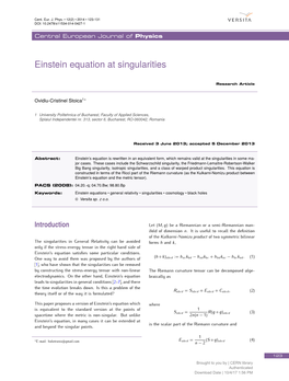 Einstein Equation at Singularities