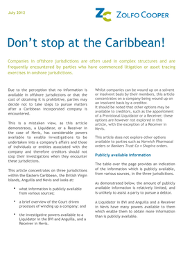 Liquidations: Don't Stop at the Caribbean