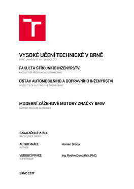 Vysoké Učení Technické V Brně Brno University of Technology