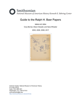 Guide to the Ralph H. Baer Papers