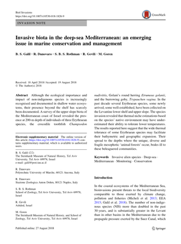 Invasive Biota in the Deep-Sea Mediterranean: an Emerging Issue in Marine Conservation and Management