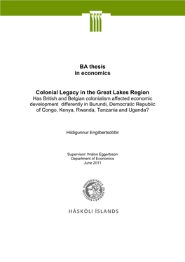 BA Thesis in Economics Colonial Legacy in the Great Lakes Region
