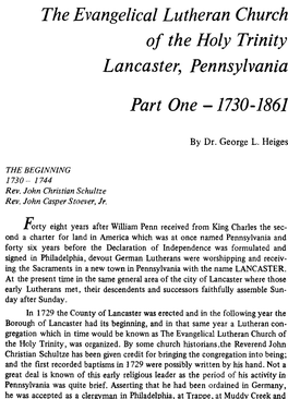 The Evangelical Lutheran Church of the Holy Trinity Lancaster, Pennsylvania