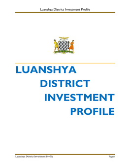 Luanshya District Investment Profile