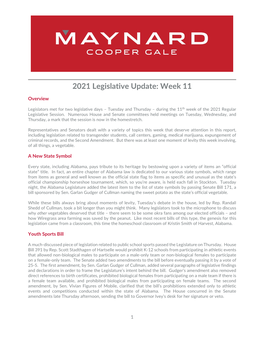 2021 Legislative Update Week 11