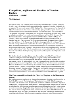 Evangelicals, Anglicans and Ritualism in Victorian England Churchman 111/3 1997