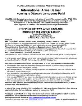 International Arms Bazaar Coming to Ottawa's Lansdowne Park!