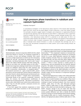 High-Pressure Phase Transitions in Rubidium and Caesium Hydroxides† Cite This: Phys