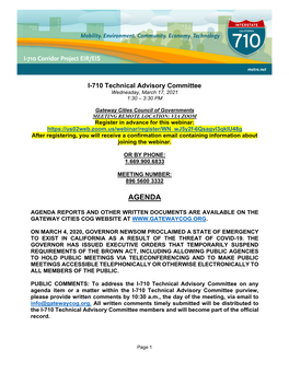 I-710 Eir/Eis Project Committee Meeting