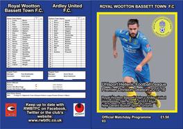 Royal Wootton Bassett Town F.C. Ardley United F.C