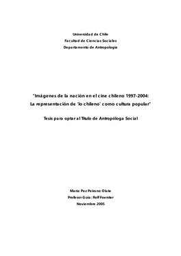 “Imágenes De La Nación En El Cine Chileno 1997-2004: La Representación De ‘Lo Chileno’ Como Cultura Popular”