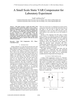 A Small Scale Static VAR Compensator for Laboratory Experiment