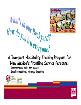 Hospitality Training Program for New Mexico's Frontline Service Personnel