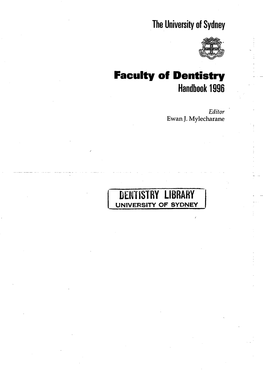 The University of Sydney Faculty of Dentistry Handbook 1996