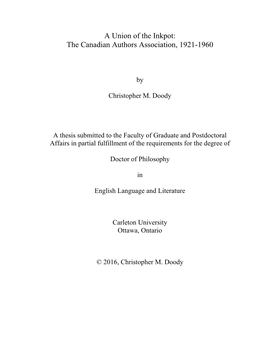 The Canadian Authors Association, 1921-1960