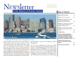 October 2013 N of the Historyletter of Science Society Table of Contents