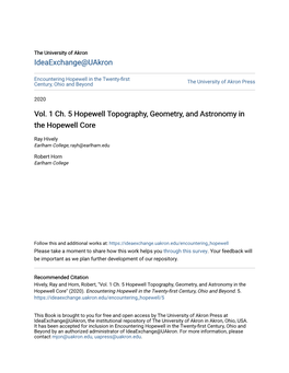 Vol. 1 Ch. 5 Hopewell Topography, Geometry, and Astronomy in the Hopewell Core