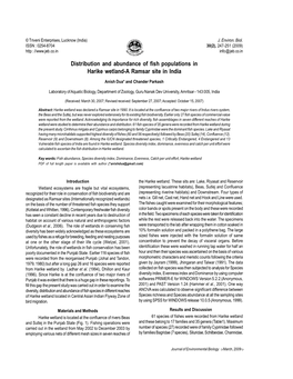 Distribution and Abundance of Fish Populations in Harike Wetland-A Ramsar Site in India