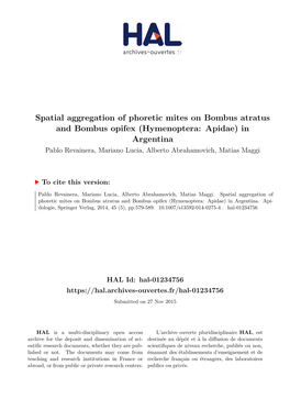 Spatial Aggregation of Phoretic Mites on Bombus