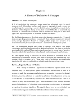 A Theory of Definition & Concepts