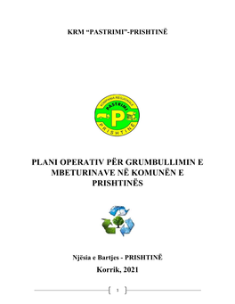Plani Operativ Për Grumbullimin E Mbeturinave Në Komunën E Prishtinës