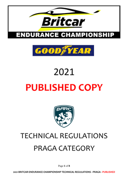 Published Technical Regulations: Praga Category