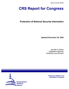 Protection of National Security Information