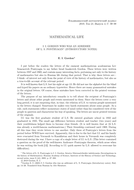 Mathematical Life